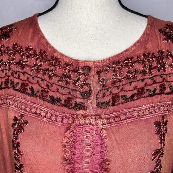 Ana-K Anandas Collection Long-Sleeve Embroidered Peasant Top Tunic Sz Large NWT - Picture 3 of 11